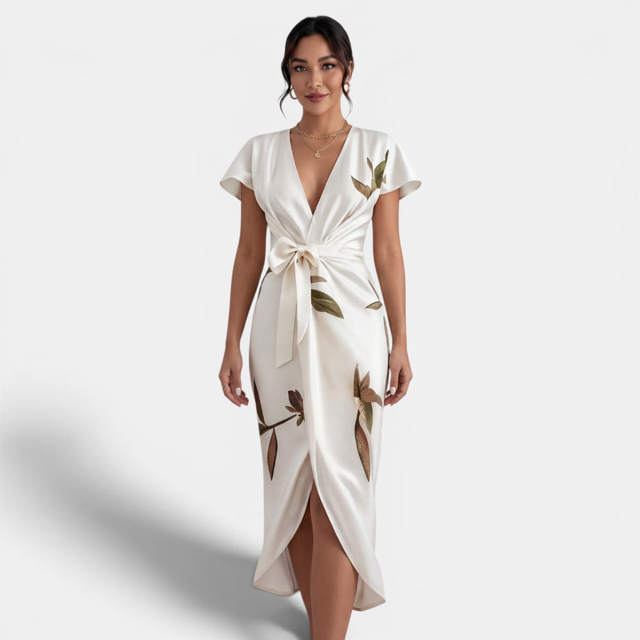 Vestido Midi Cruzado Floral Mujer