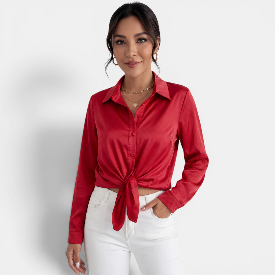 Blusa Mujer Satén Manga Larga