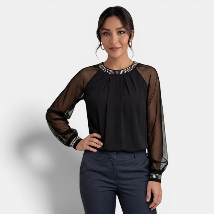 Blusa Mujer Manga Larga Transparente