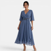 Vestido Midi Fluido Mujer Elegante