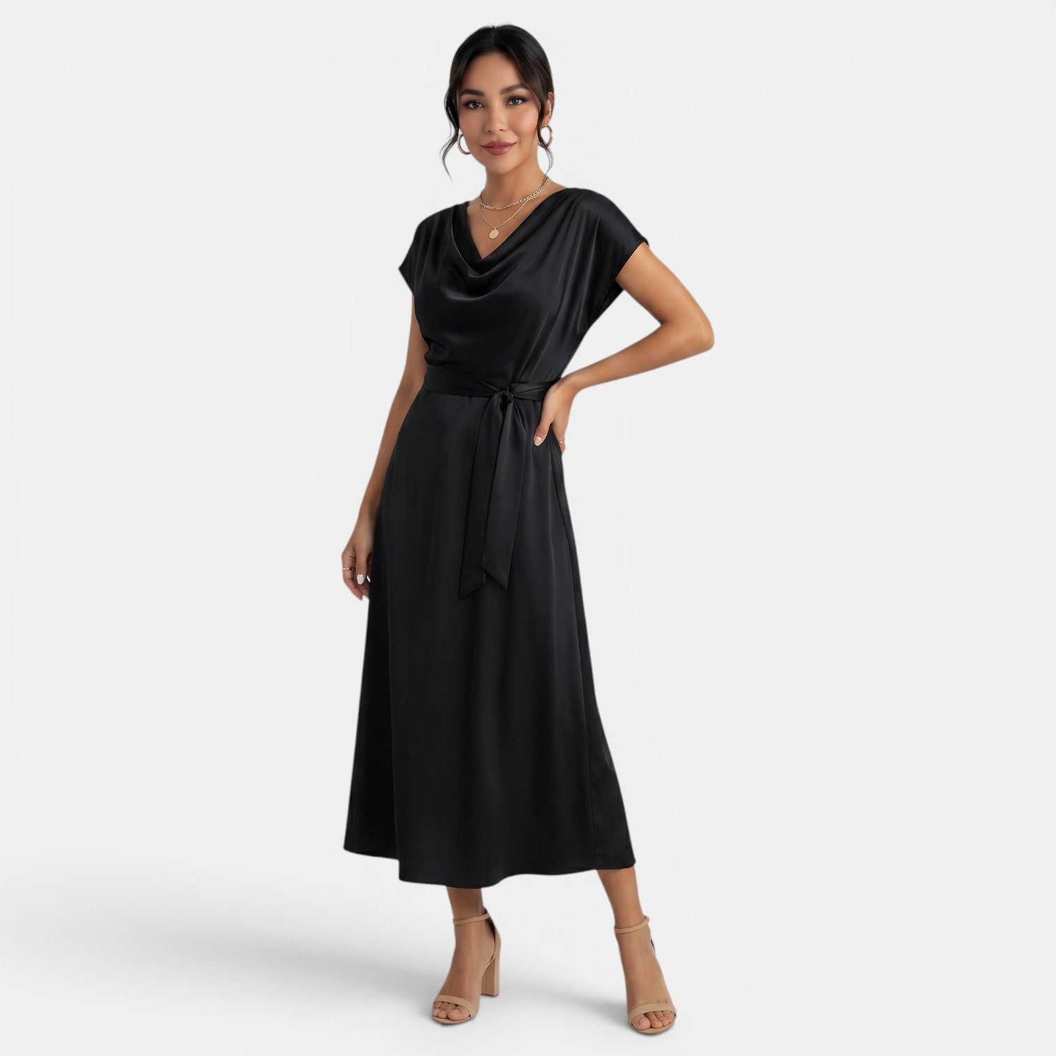 Vestido Midi Elegante de Seda para Mujer