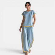 Women's Top and Wide-Leg Pants Set – Elegant 2-Piece Summer Outfit