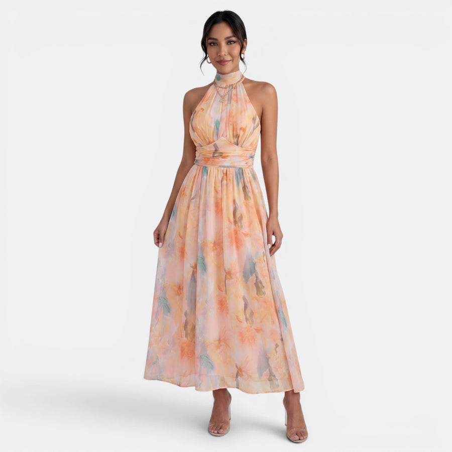 Vestido Mujer Floral Sin Mangas Espalda Abierta