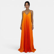 Vestido Largo Halter Plisado Mujer