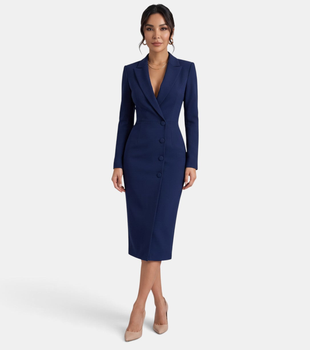 Premium White Women's Midi Blazer Dress