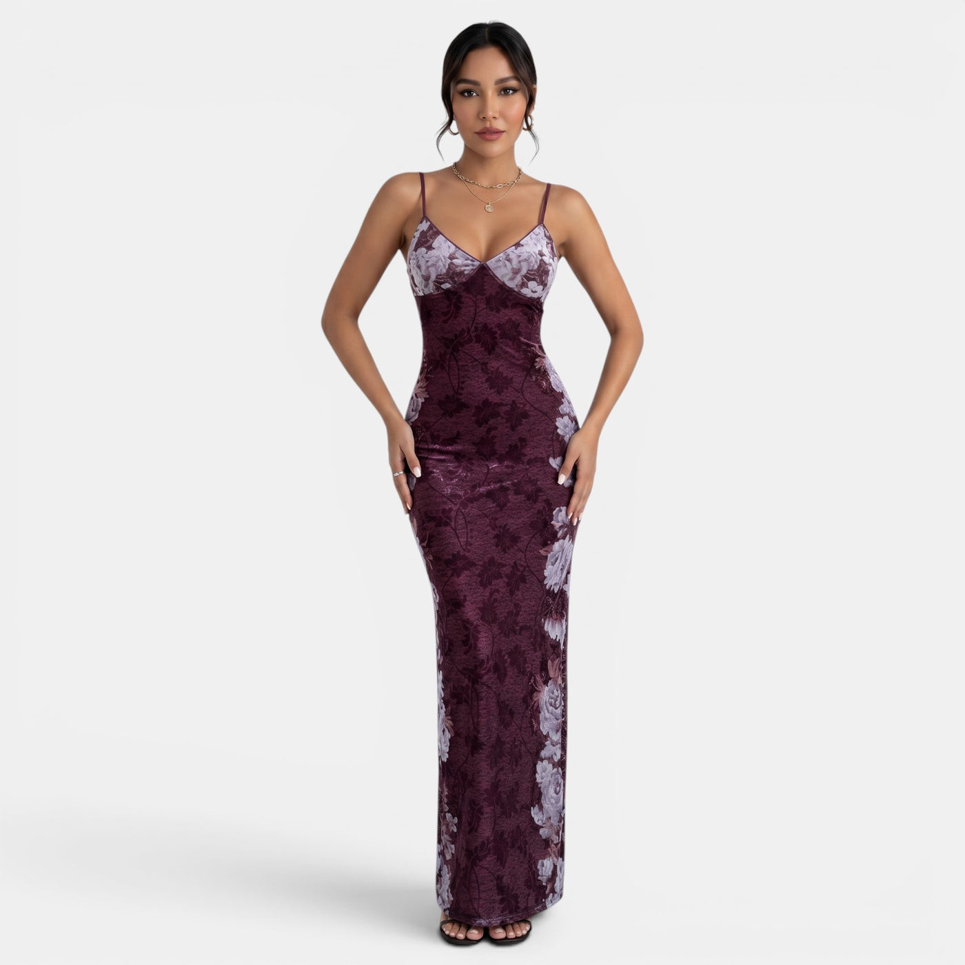 Vestido Slip Retro Estampado Mujer Elegante