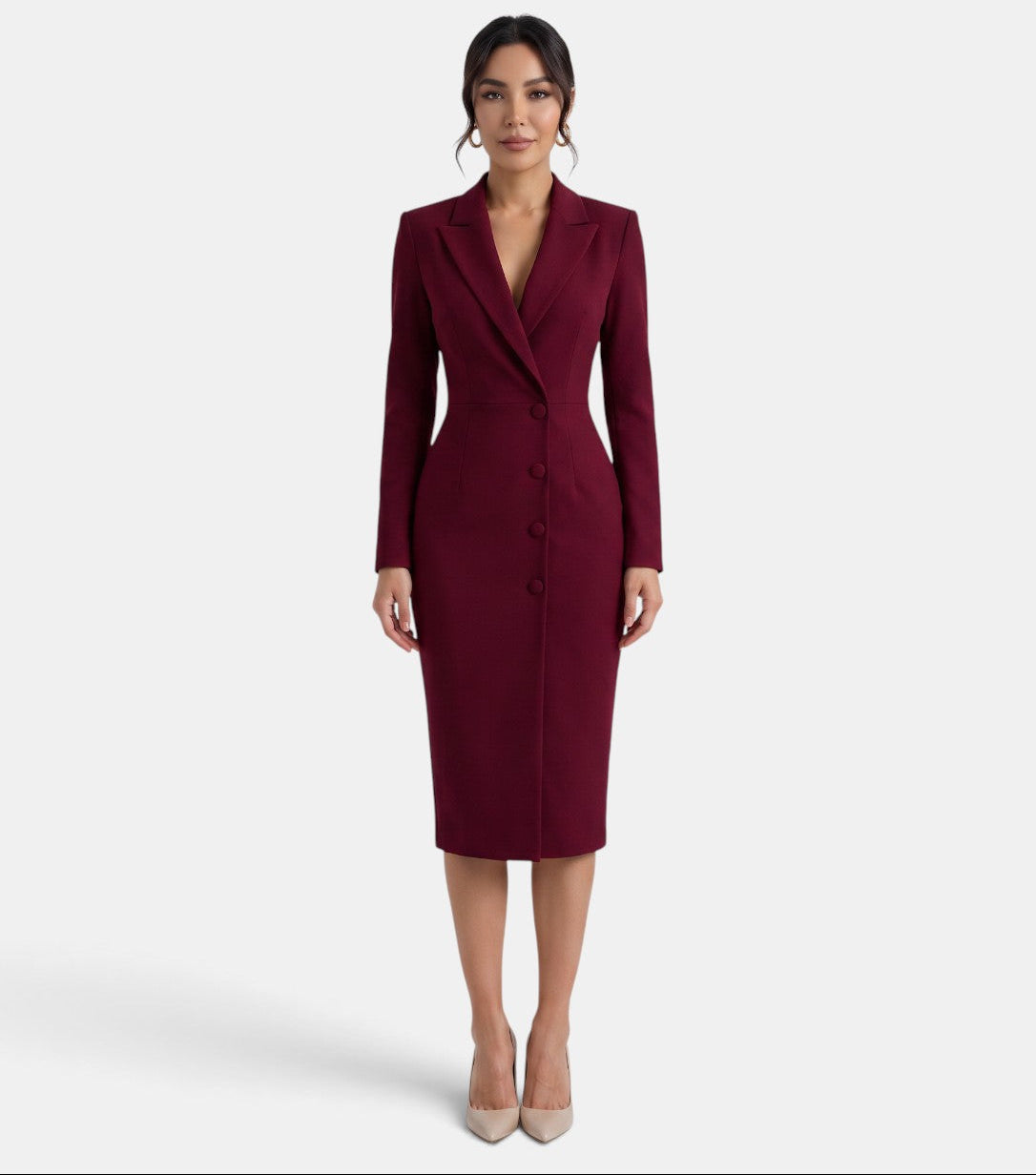 Premium White Women's Midi Blazer Dress