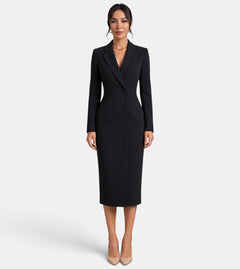 Vestido Blazer Midi Blanco Mujer Premium