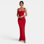 Vestido Mujer Elegante Slim Fit con Escote Cuadrado
