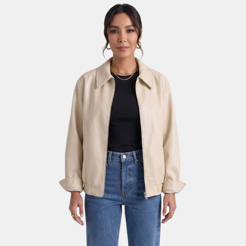Chaqueta Larga Mujer Premium – Efecto Piel Oversize con Cremallera