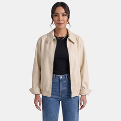 Chaqueta Larga Mujer Premium – Efecto Piel Oversize con Cremallera