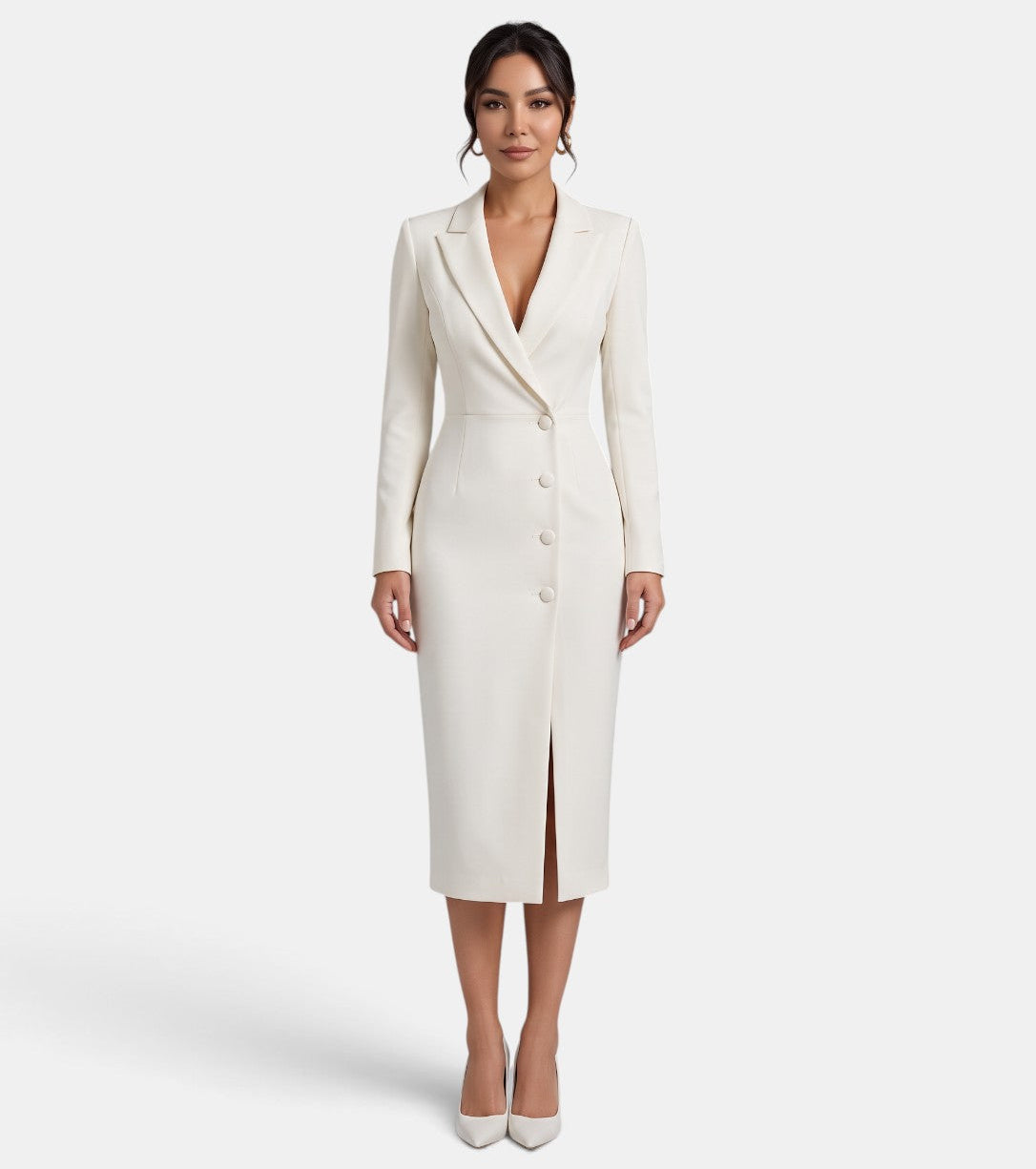 Premium White Women's Midi Blazer Dress