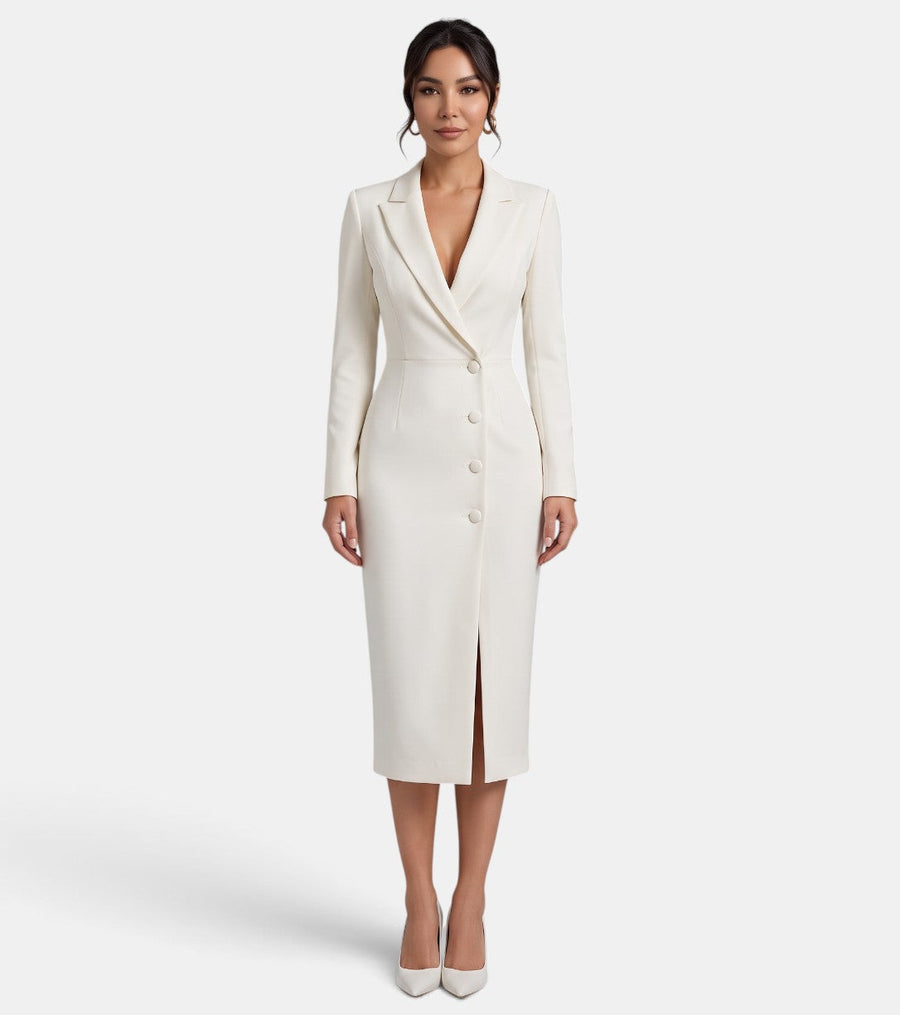 Premium White Women's Midi Blazer Dress