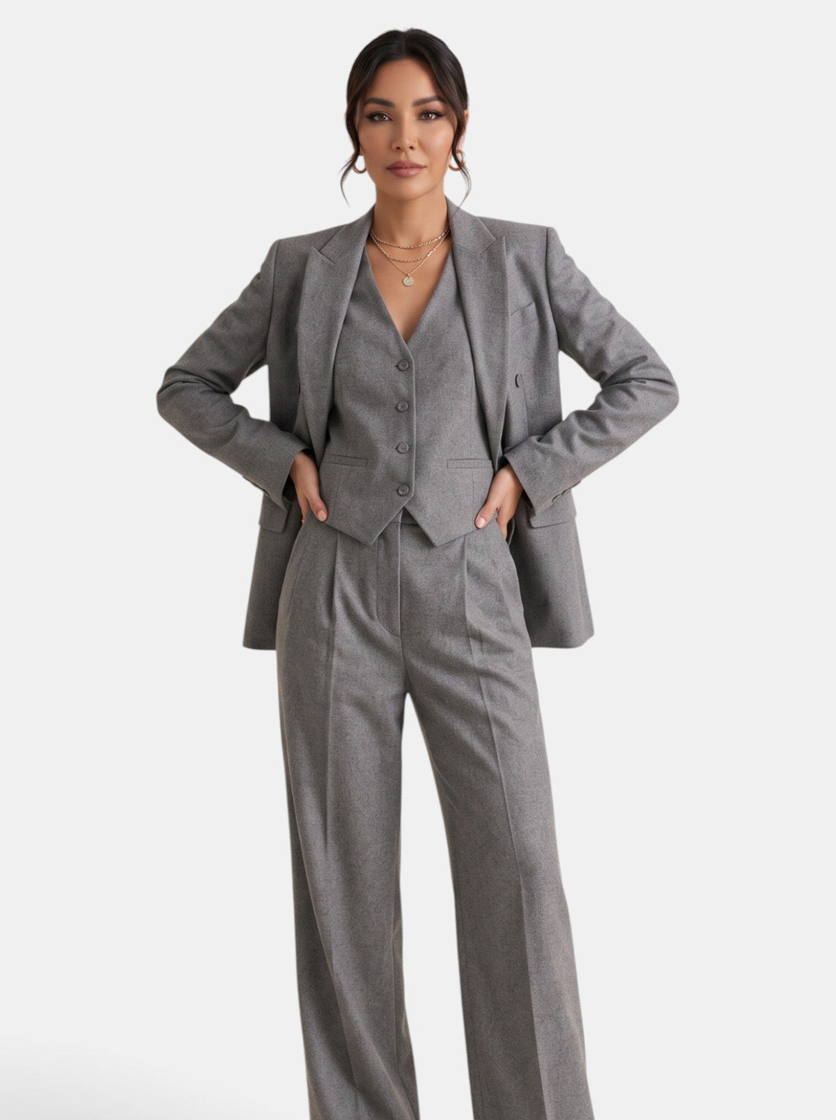 Traje de Mujer de 3 Piezas con Chaleco y Pantalón