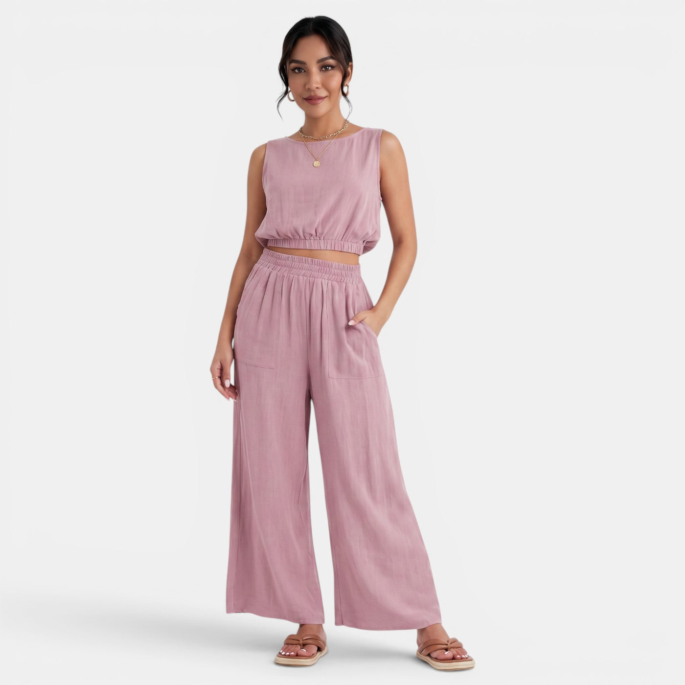 Conjunto Mujer Top y Pantalón Ancho