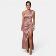 Vestido Satén Mujer Un Hombro
