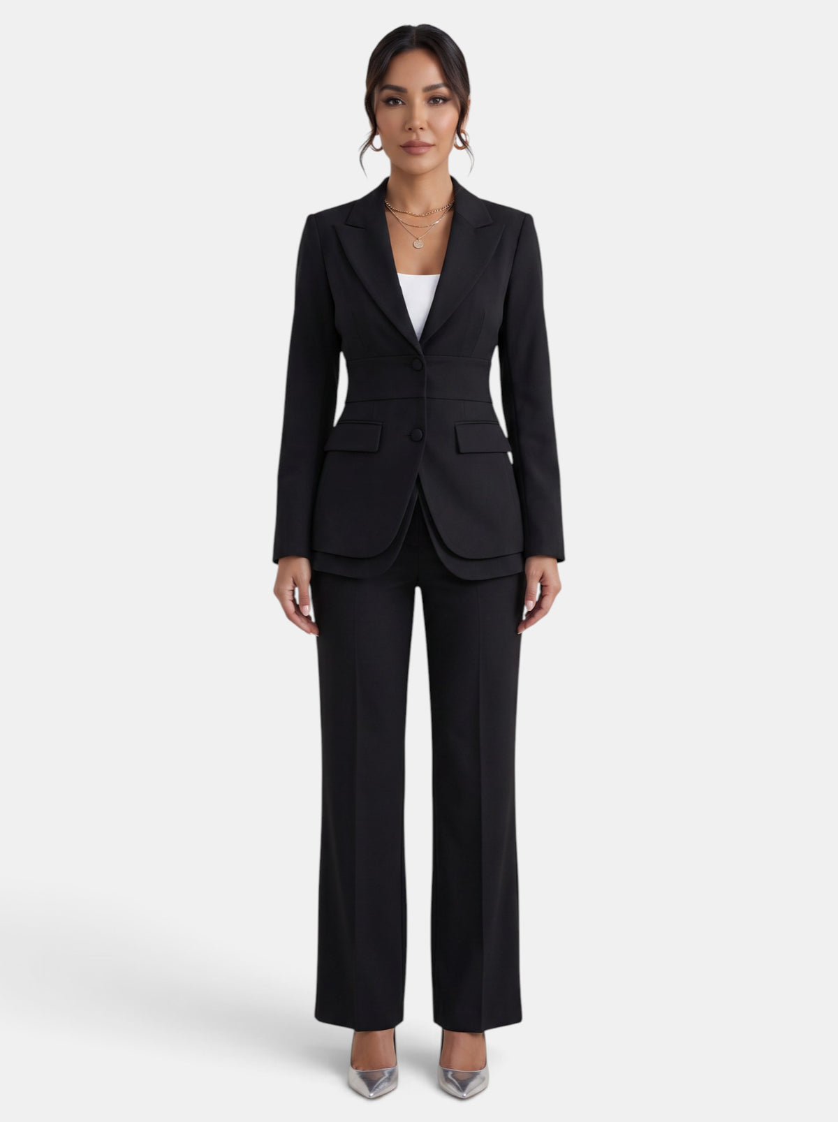 Traje Mujer de Dos Piezas con Americana Entallada y Pantalón