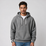 Sudadera Hombre Textura Gofre con Capucha y Cremallera