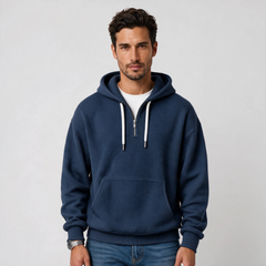 Sudadera Hombre Textura Gofre con Capucha y Cremallera