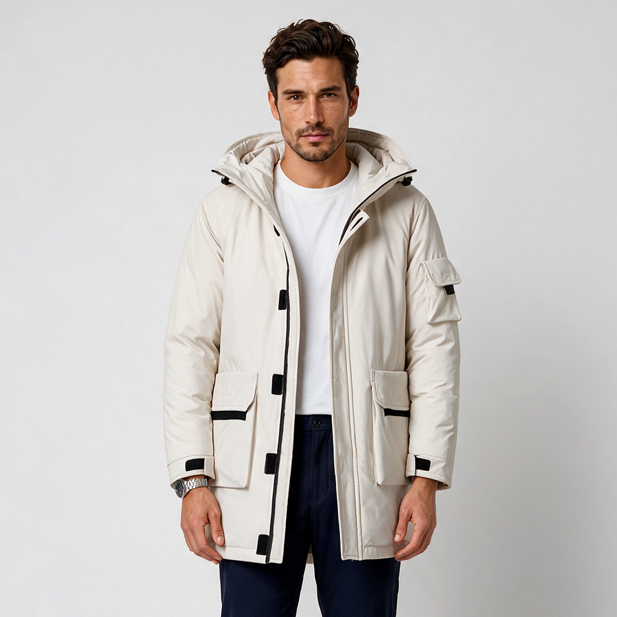 Parka Hombre de Lana de Cordero con Capucha