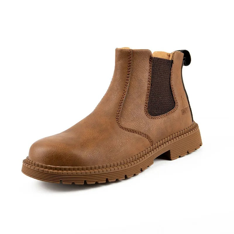 Men's Reinforced Toe Chelsea Work Boots - Durable Slip-On