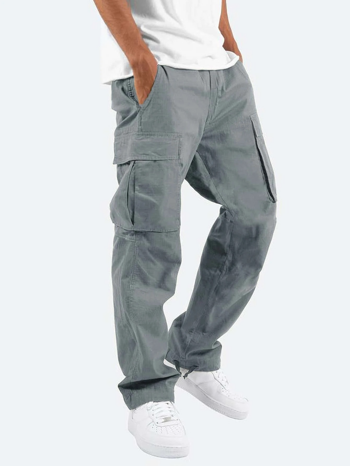 Pantalón Cargo Hombre Negro Algodón Corte Relajado