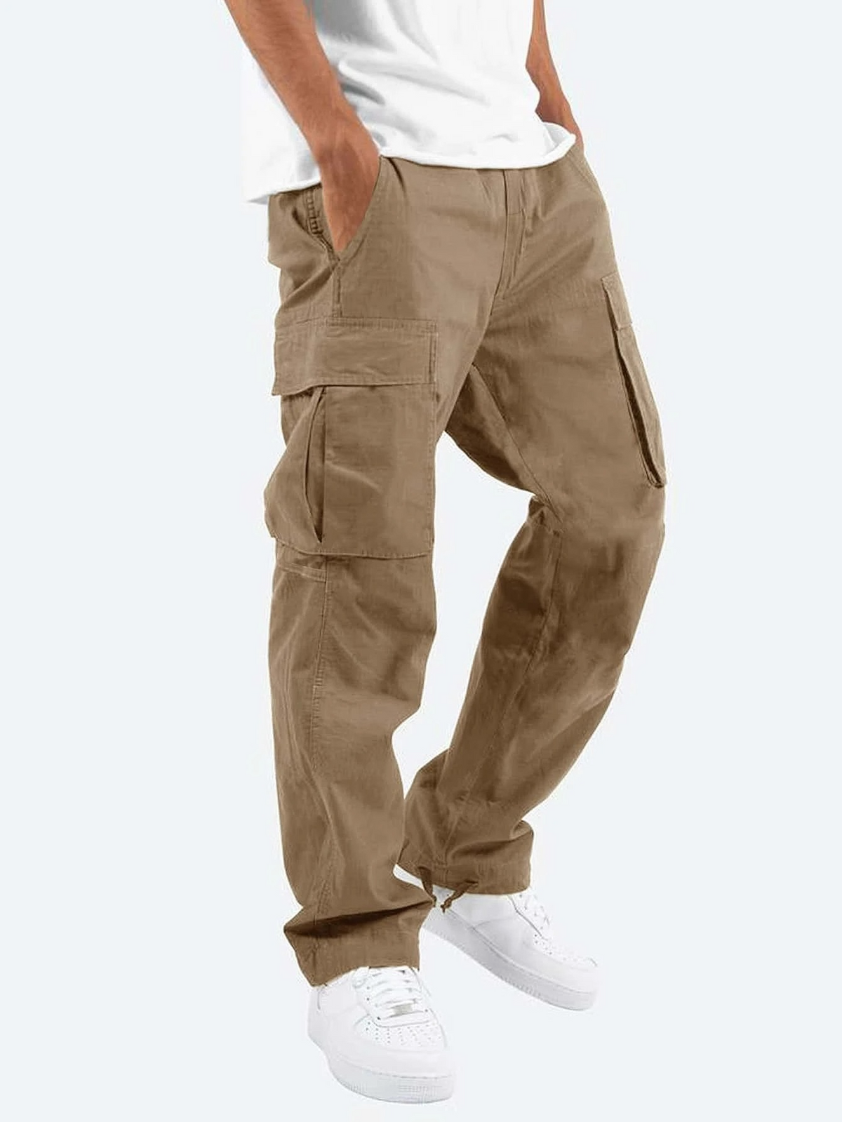 Pantalón Cargo Hombre Negro Algodón Corte Relajado