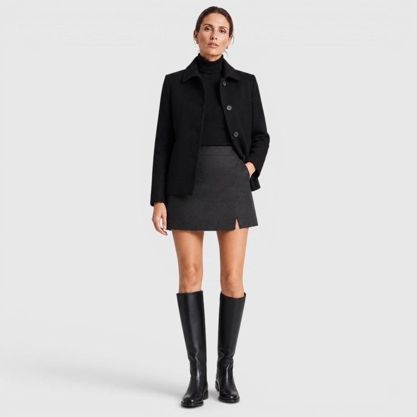 Botas Altas Mujer Premium – Botas hasta la Rodilla con Tacón Medio y Cremallera