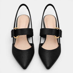 Women's Pointed Toe Ankle Strap Pumps - 2.4 Inch (6 cm) Mid Heel