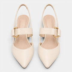 Women's Pointed Toe Ankle Strap Pumps - 2.4 Inch (6 cm) Mid Heel