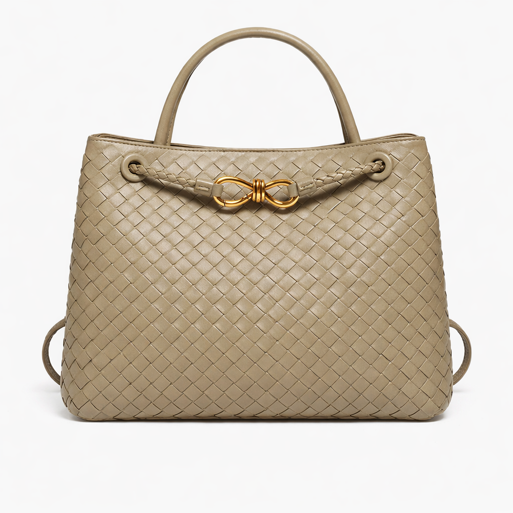 Women's Woven Vegan Leather Tote Bag - Everyday Shoulder Bag