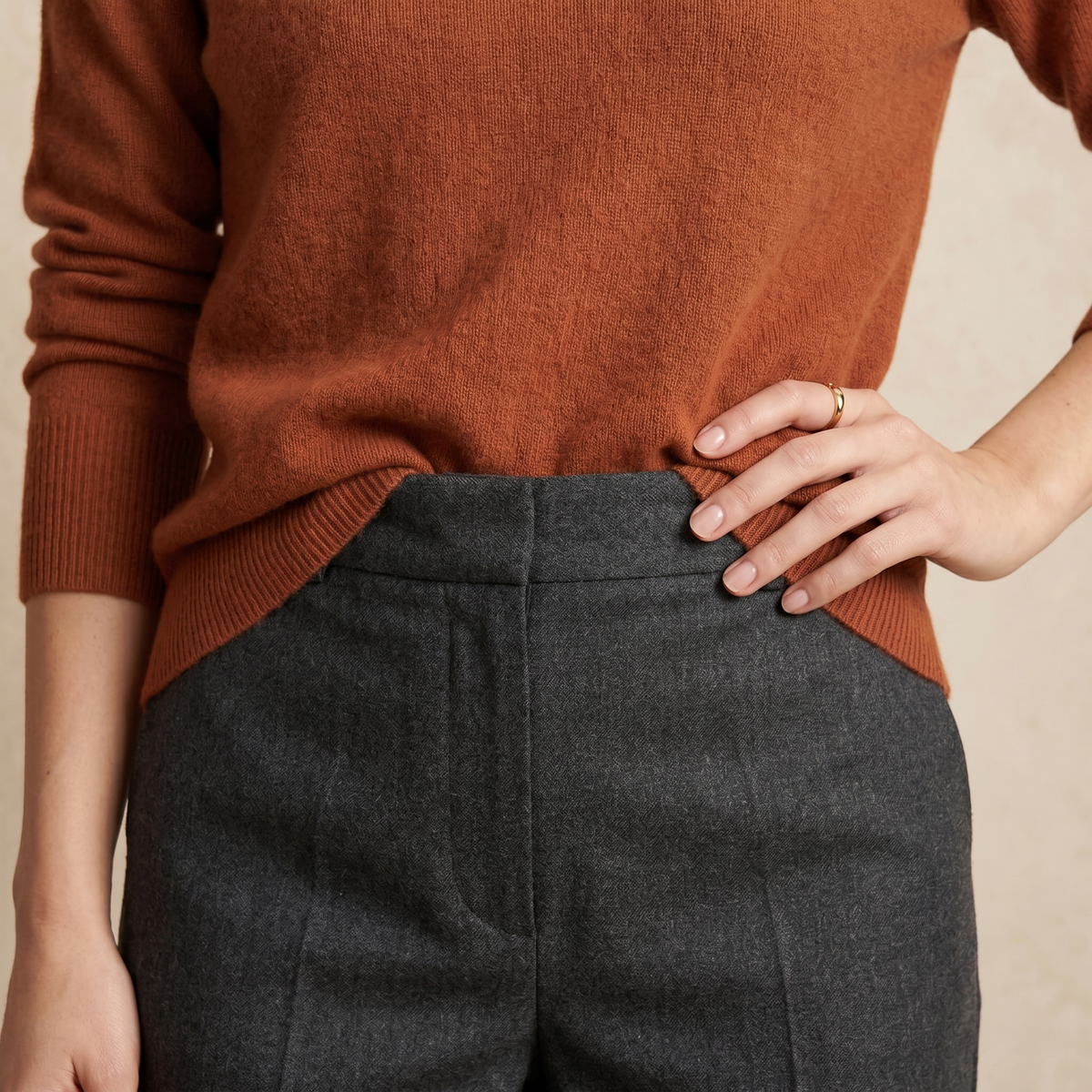 Jersey de Cuello Redondo de Cashmere Puro para Mujer