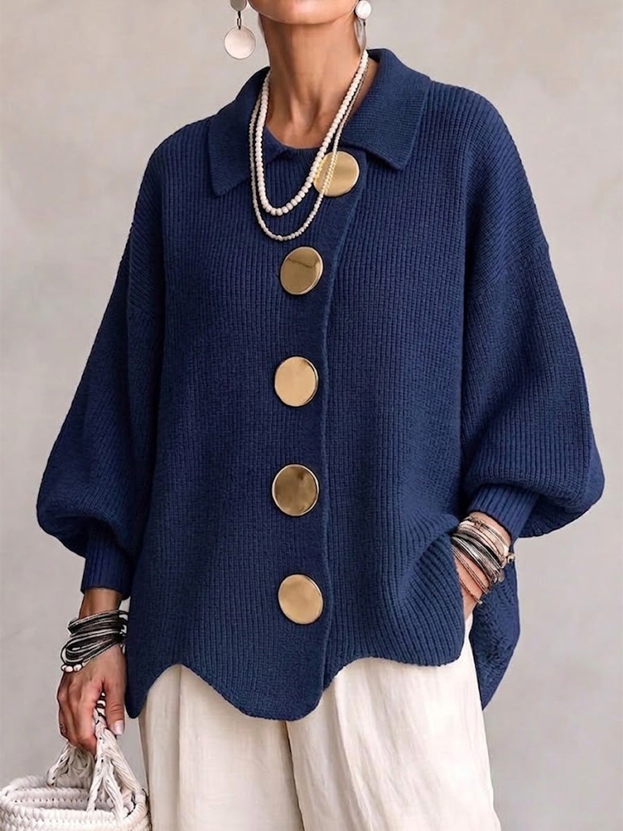 Cárdigan Mujer Oversize con Botones Metálicos
