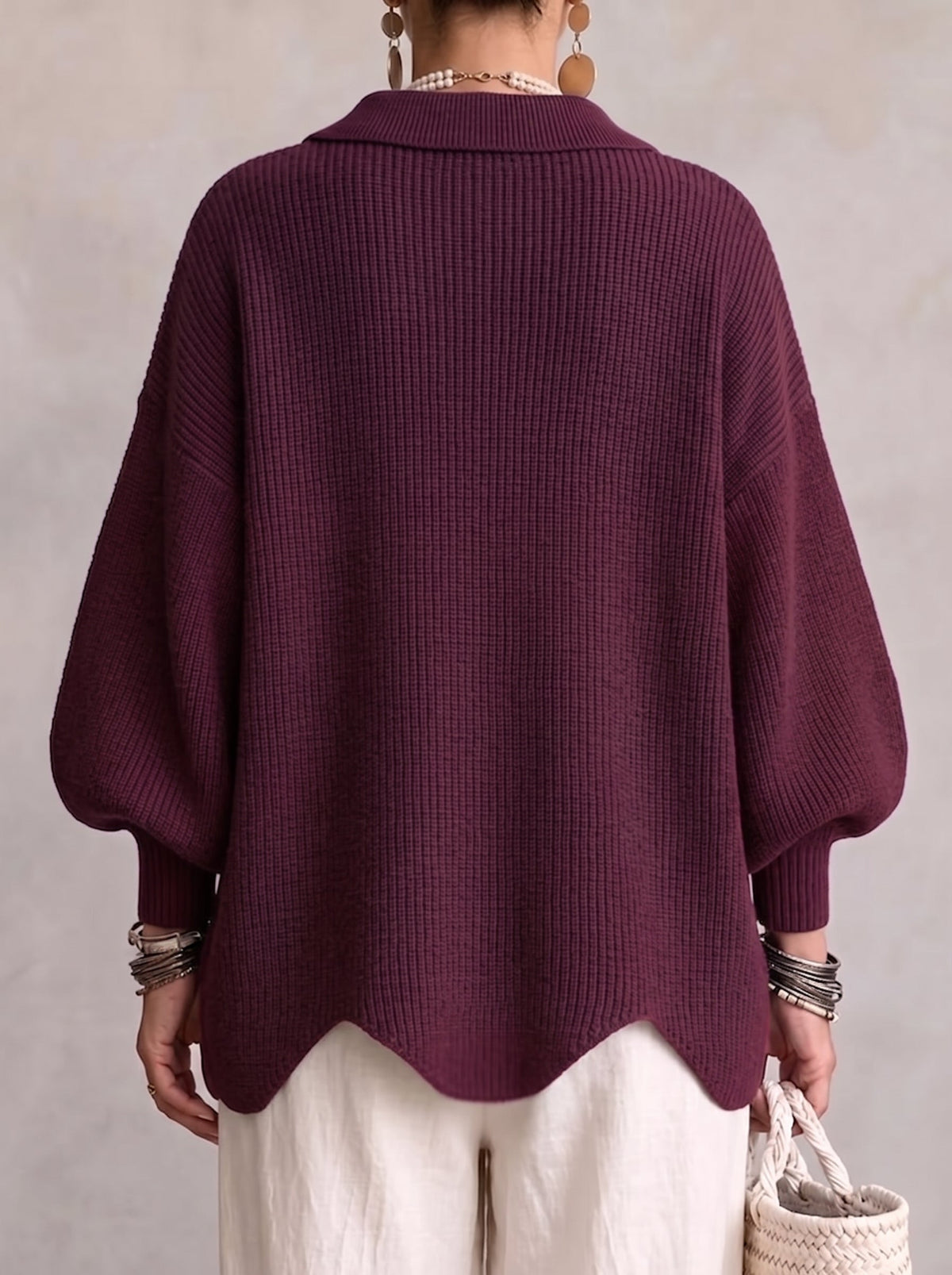 Cárdigan Mujer Oversize con Botones Metálicos