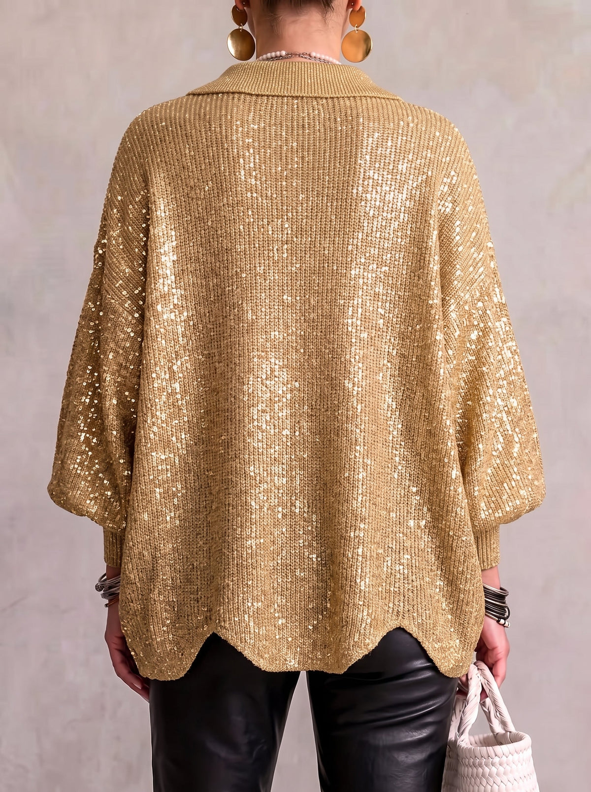 Cárdigan Mujer Oversize con Botones Metálicos
