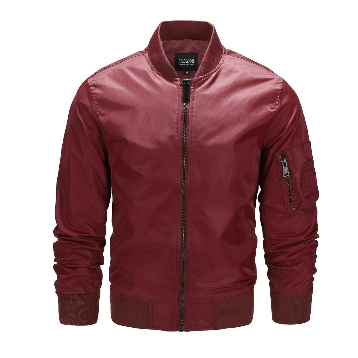 Men's Bomber Jacket - Ribbed Collar and Cuffs, Up to 5XL