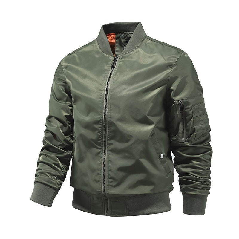 Men's Bomber Jacket - Ribbed Collar and Cuffs, Up to 5XL