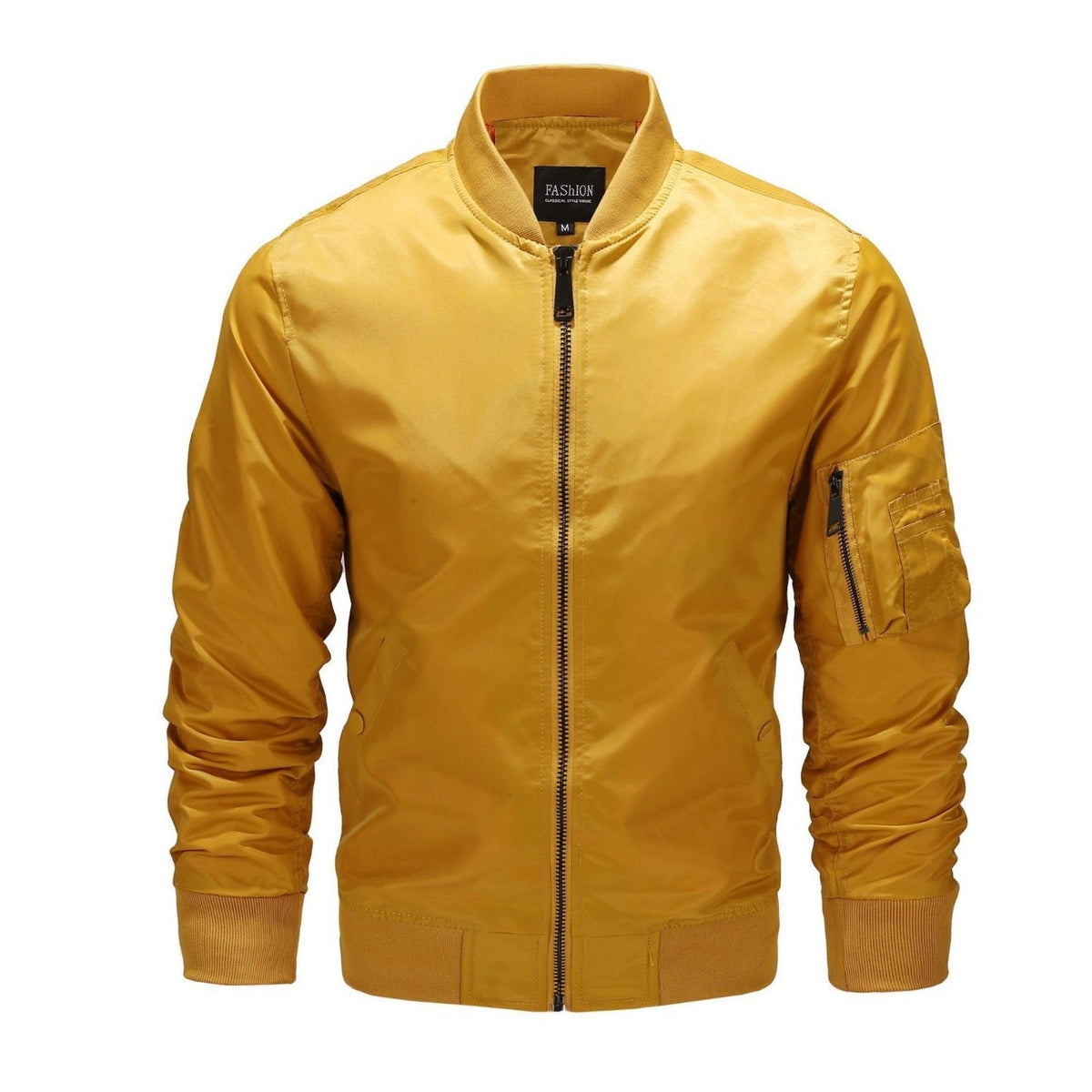 Men's Bomber Jacket - Ribbed Collar and Cuffs, Up to 5XL