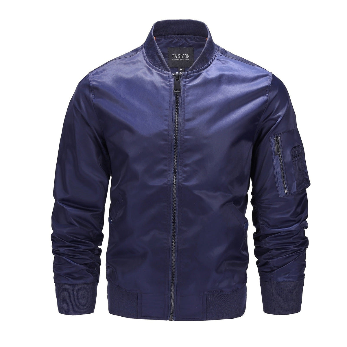 Men's Bomber Jacket - Ribbed Collar and Cuffs, Up to 5XL