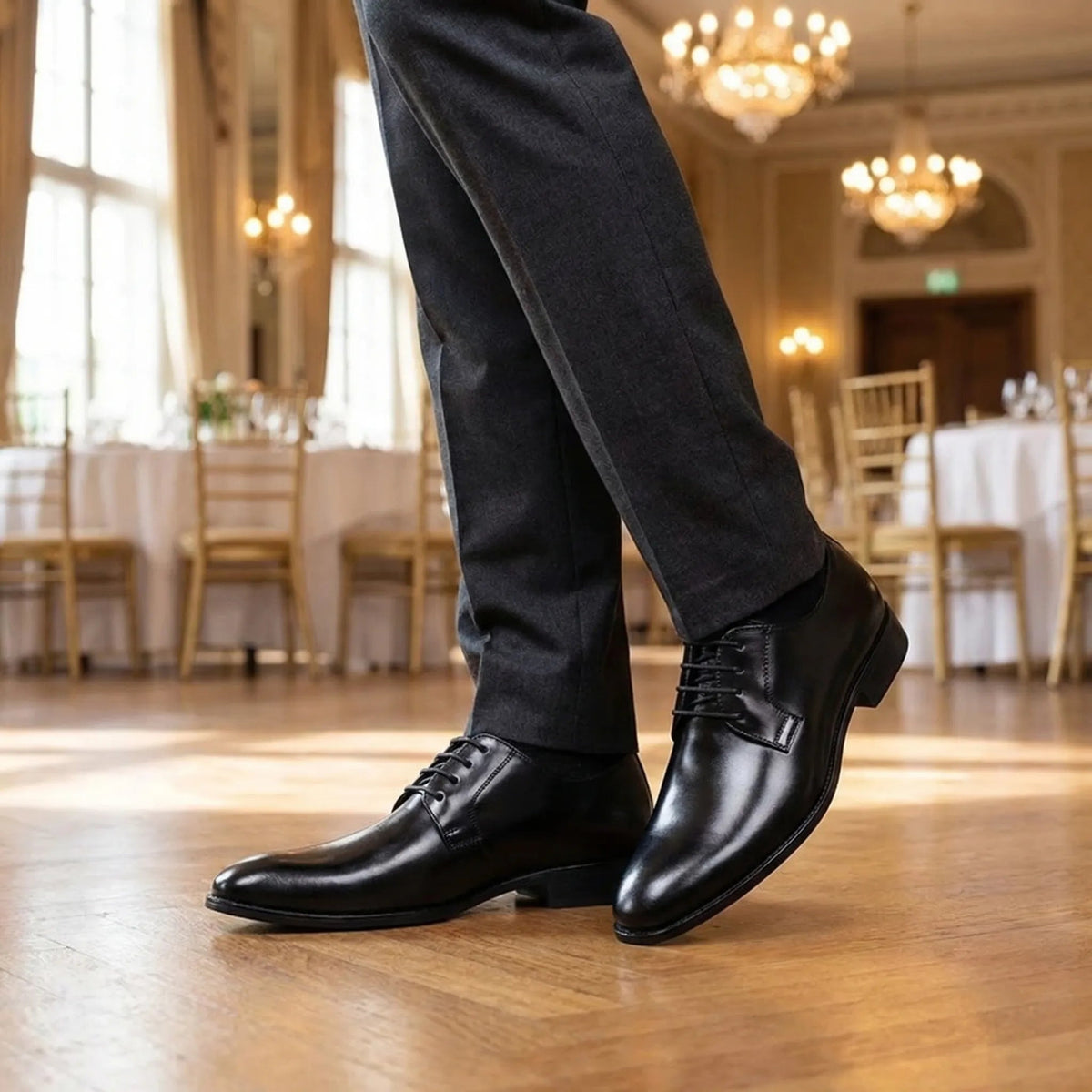 Blucher de Piel Hombre con Cordones y Punta Redonda