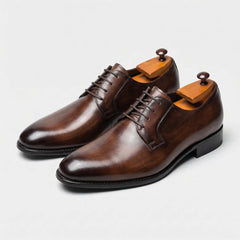 Blucher de Piel Hombre con Cordones y Punta Redonda