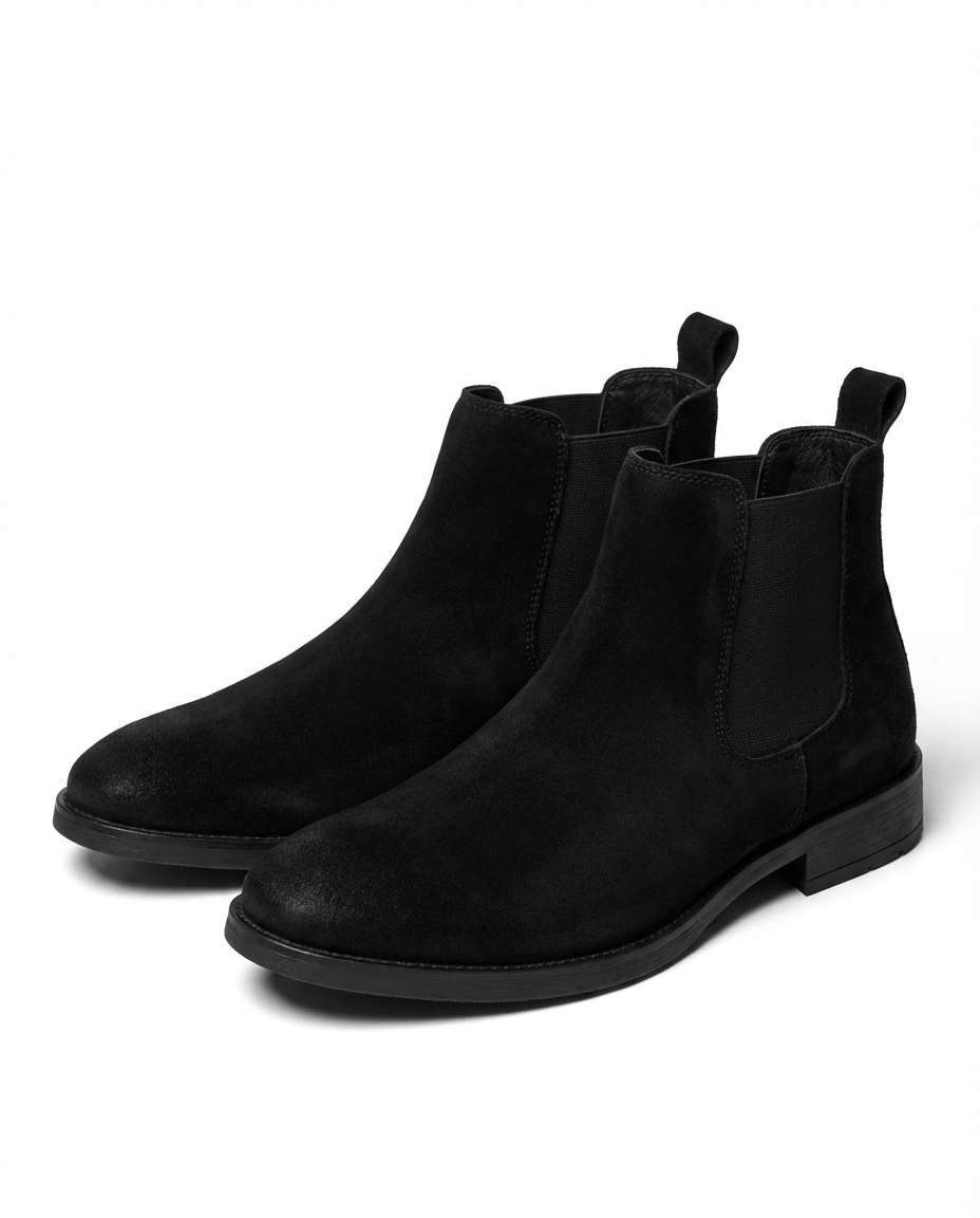 Men's Faux Suede Chelsea Boots - Slip-On Ankle Boots
