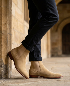 Men's Faux Suede Chelsea Boots - Slip-On Ankle Boots