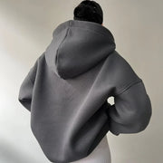 Women's Oversized Thick Cotton Sweatshirt with Shirt Collar