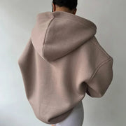 Women's Oversized Thick Cotton Sweatshirt with Shirt Collar