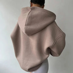 Women's Oversized Heavy Cotton Sweatshirt - Collared Neck