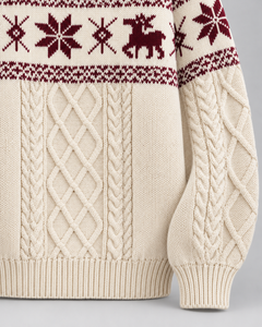 Jersey Navideño Mujer Oversize Trenzas y Renos Tonales