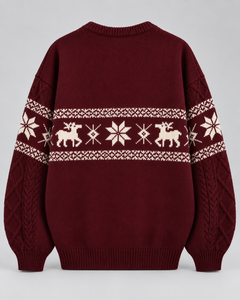 Jersey Navideño Mujer Oversize Trenzas y Renos Tonales