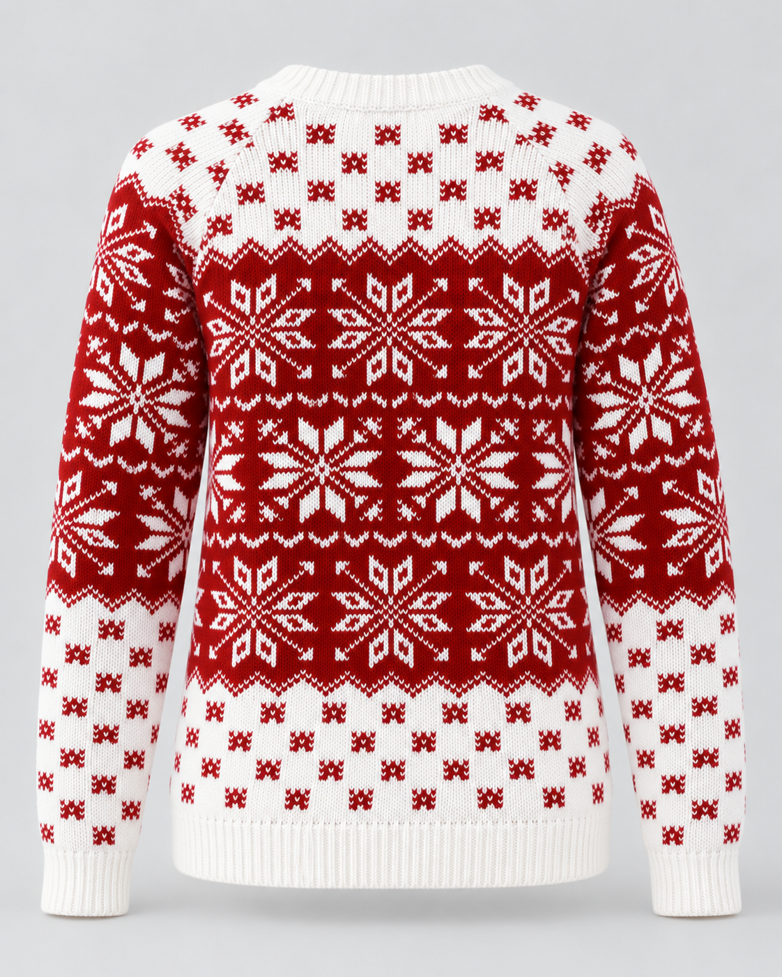Jersey Navideño Mujer Rojo Copos de Nieve Borde de Cuadros