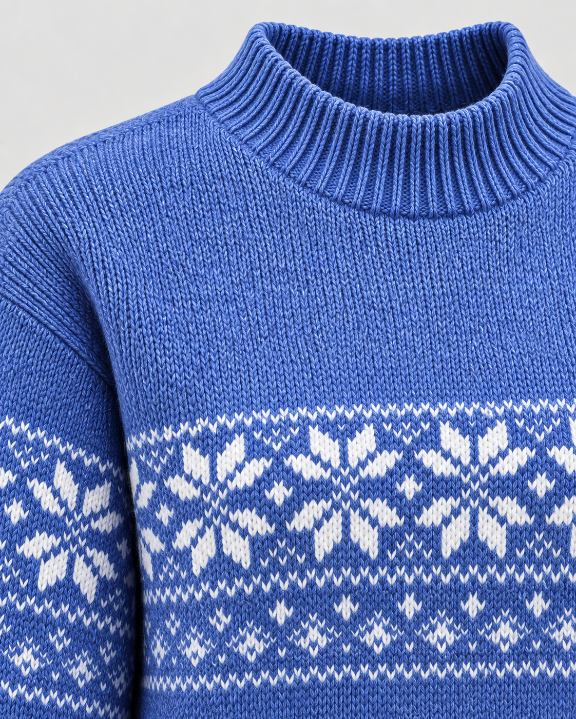 Women's Fair Isle Mock Neck Christmas Sweater with Reindeer Hem